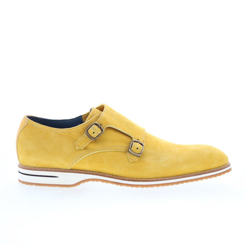 Zelli Italia Leggara Double Monk Strap Suede Mens Yellow Loafers Casual Shoes
