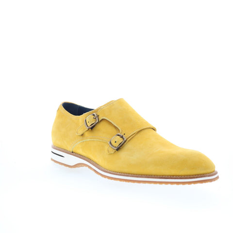 Zelli Italia Leggara Double Monk Strap Suede Mens Yellow Loafers Casual Shoes