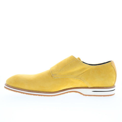 Zelli Italia Leggara Double Monk Strap Suede Mens Yellow Loafers Casual Shoes