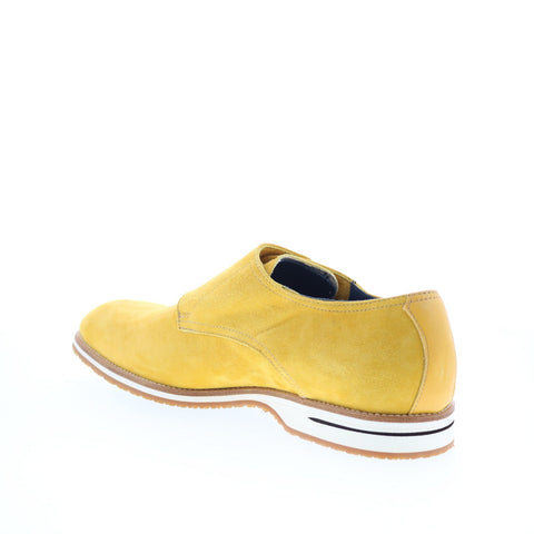 Zelli Italia Leggara Double Monk Strap Suede Mens Yellow Loafers Casual Shoes