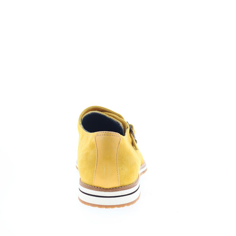Zelli Italia Leggara Double Monk Strap Suede Mens Yellow Loafers Casual Shoes