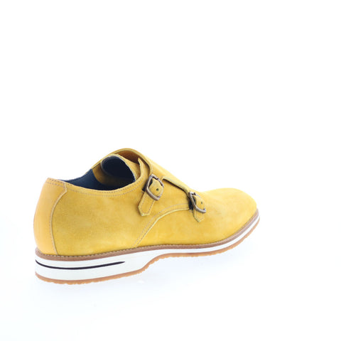 Zelli Italia Leggara Double Monk Strap Suede Mens Yellow Loafers Casual Shoes