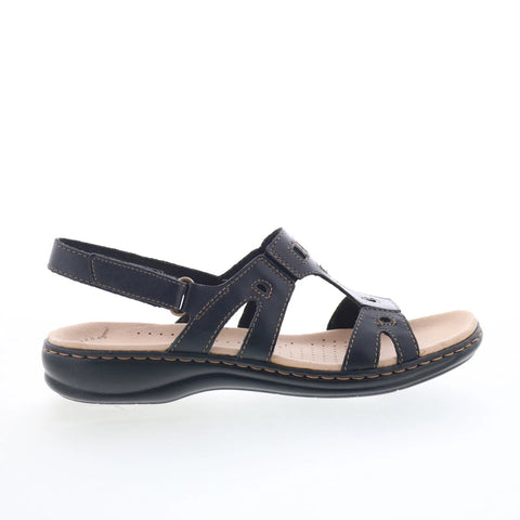 Clarks Leisa Annual 26105572 Womens Black Leather Strap Strap Sandals Shoes