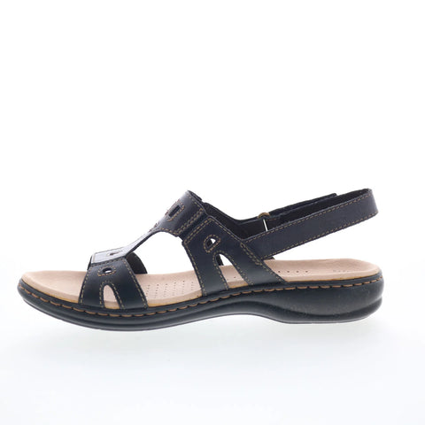 Clarks Leisa Annual 26105572 Womens Black Leather Strap Strap Sandals Shoes