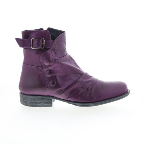 Miz Mooz Lenard Womens Purple Leather Zipper Ankle & Booties Boots