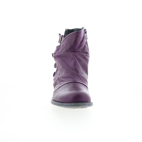 Miz Mooz Lenard Womens Purple Leather Zipper Ankle & Booties Boots