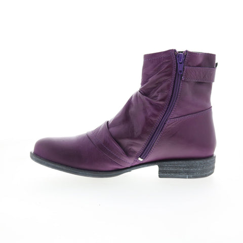 Miz Mooz Lenard Womens Purple Leather Zipper Ankle & Booties Boots