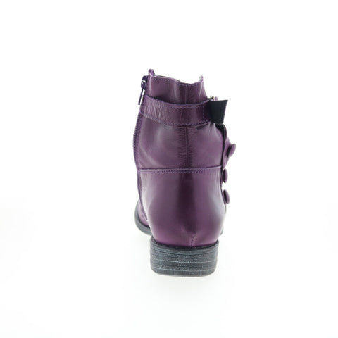 Miz Mooz Lenard Womens Purple Leather Zipper Ankle & Booties Boots