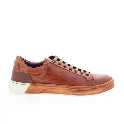 Zelli Italia Leonardo Calfskin Burnished Sneaker Mens Brown Sneakers Shoes