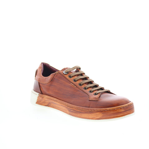 Zelli Italia Leonardo Calfskin Burnished Sneaker Mens Brown Sneakers Shoes
