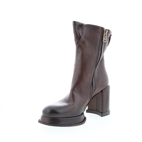 A.S. 98 Leti Womens Brown Leather Zipper Ankle & Booties Boots