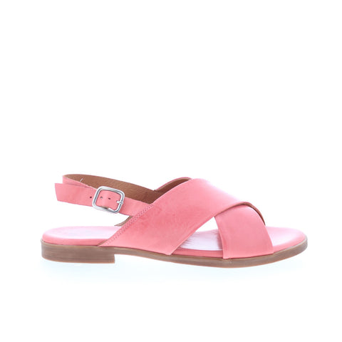 Miz Mooz Leticia Womens Pink Leather Hook & Loop Strap Sandals Shoes