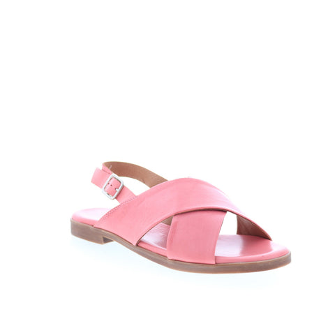 Miz Mooz Leticia Womens Pink Leather Hook & Loop Strap Sandals Shoes
