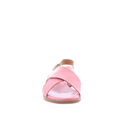 Miz Mooz Leticia Womens Pink Leather Hook & Loop Strap Sandals Shoes