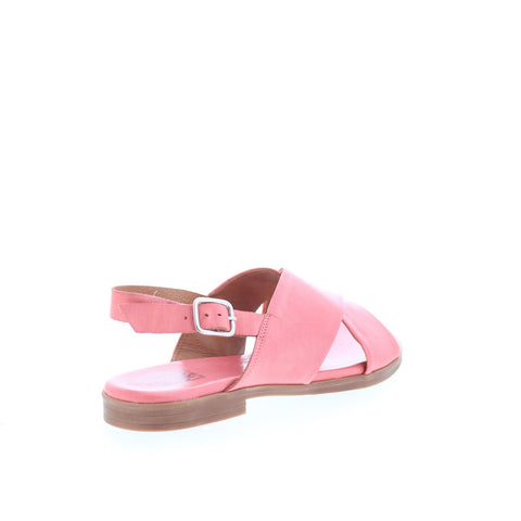 Miz Mooz Leticia Womens Pink Leather Hook & Loop Strap Sandals Shoes