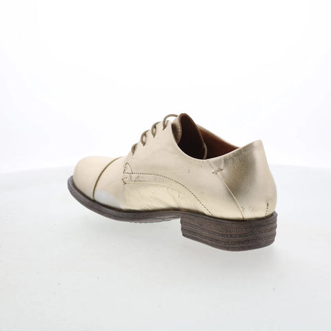 Miz Mooz Letty Womens Gold Leather Lace Up Oxford Flats Shoes