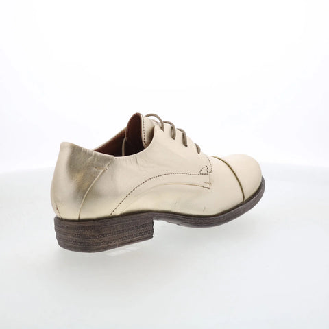 Miz Mooz Letty Womens Gold Leather Lace Up Oxford Flats Shoes