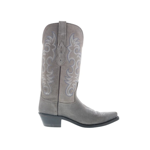 Jama Old West LF1516 Womens Gray Suede Slip On Cowboy Western Boots