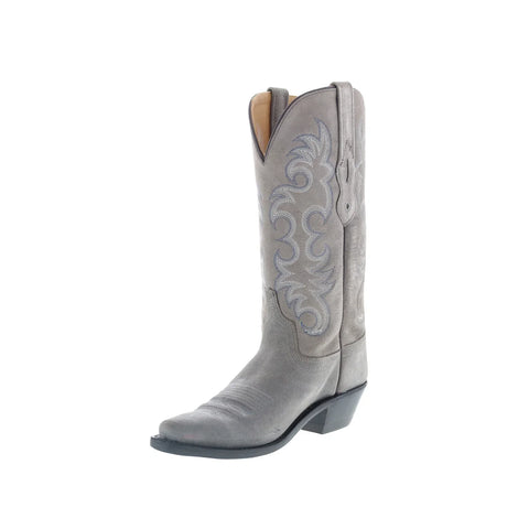 Jama Old West LF1516 Womens Gray Suede Slip On Cowboy Western Boots