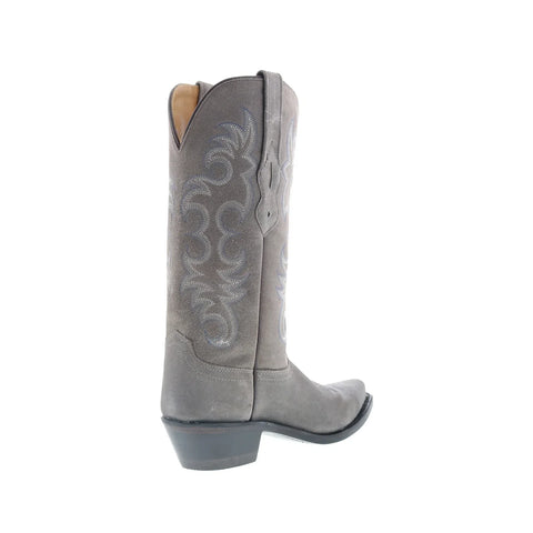 Jama Old West LF1516 Womens Gray Suede Slip On Cowboy Western Boots