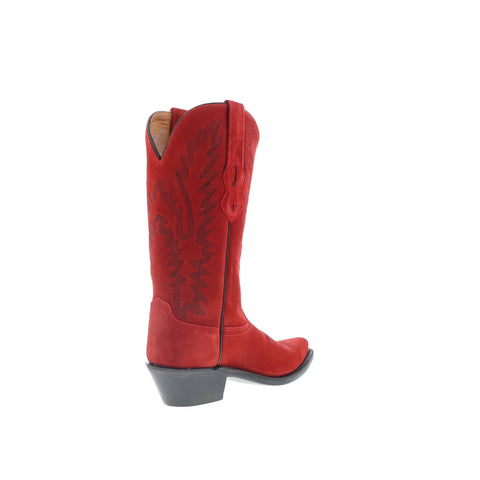 Jama Old West LF1519 Womens Red Suede Slip On Cowboy Western Boots