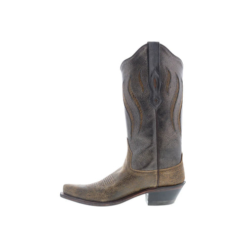 Jama Old West LF1524 Womens Brown Leather Slip On Cowboy Western Boots