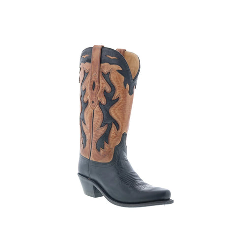 Jama Old West LF1531 Womens Black Leather Slip On Cowboy Western Boots