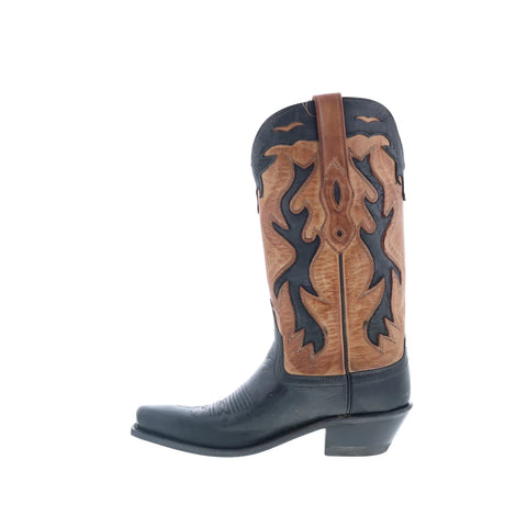 Jama Old West LF1531 Womens Black Leather Slip On Cowboy Western Boots