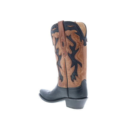 Jama Old West LF1531 Womens Black Leather Slip On Cowboy Western Boots