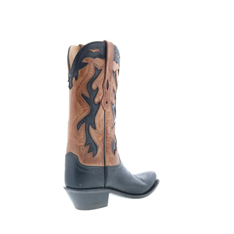 Jama Old West LF1531 Womens Black Leather Slip On Cowboy Western Boots