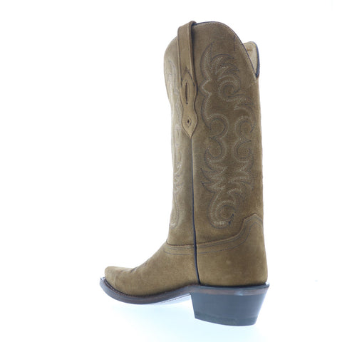 Jama Old West LF1536 Womens Brown Suede Slip On Cowboy Western Boots