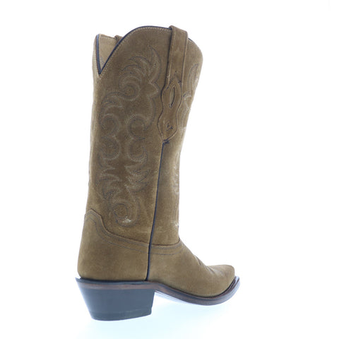Jama Old West LF1536 Womens Brown Suede Slip On Cowboy Western Boots