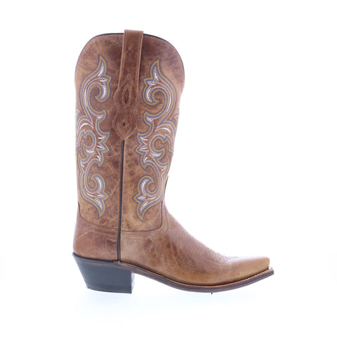 Jama Old West LF1541 Womens Brown Leather Slip On Cowboy Western Boots