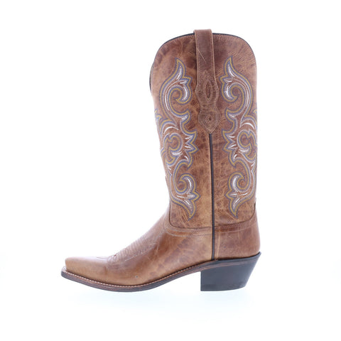 Jama Old West LF1541 Womens Brown Leather Slip On Cowboy Western Boots