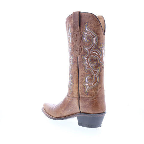 Jama Old West LF1541 Womens Brown Leather Slip On Cowboy Western Boots