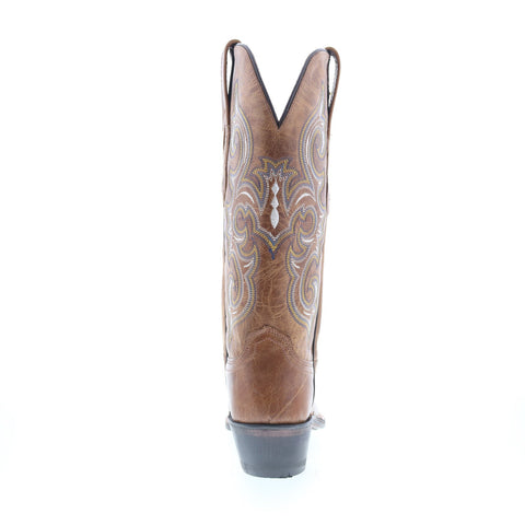 Jama Old West LF1541 Womens Brown Leather Slip On Cowboy Western Boots