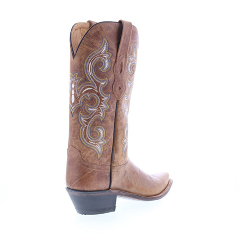 Jama Old West LF1541 Womens Brown Leather Slip On Cowboy Western Boots