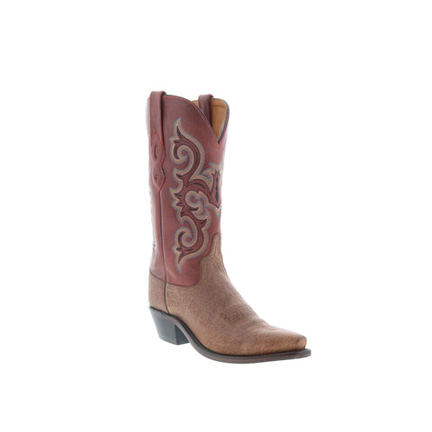 Jama Old West LF1549 Womens Brown Leather Slip On Cowboy Western Boots