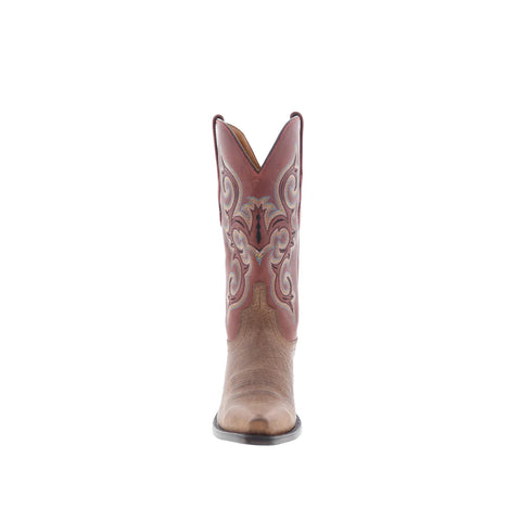 Jama Old West LF1549 Womens Brown Leather Slip On Cowboy Western Boots