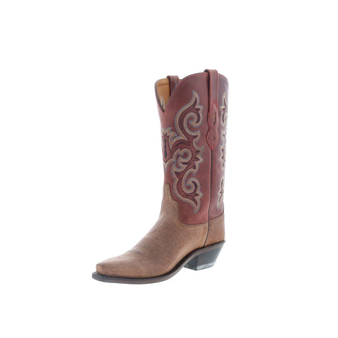 Jama Old West LF1549 Womens Brown Leather Slip On Cowboy Western Boots
