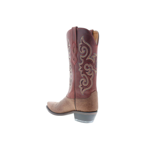 Jama Old West LF1549 Womens Brown Leather Slip On Cowboy Western Boots