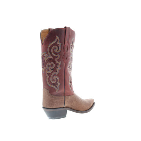 Jama Old West LF1549 Womens Brown Leather Slip On Cowboy Western Boots