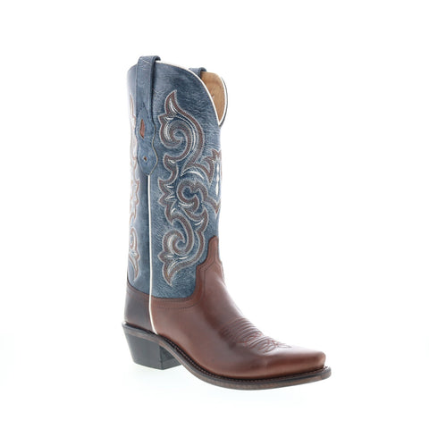 Jama Old West LF1556 Womens Brown Leather Slip On Cowboy Western Boots