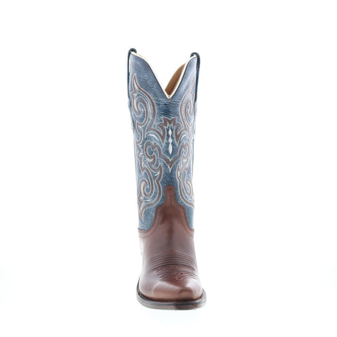Jama Old West LF1556 Womens Brown Leather Slip On Cowboy Western Boots