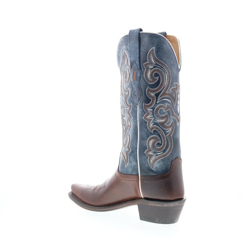 Jama Old West LF1556 Womens Brown Leather Slip On Cowboy Western Boots