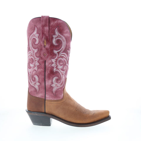 Jama Old West LF1557 Womens Brown Leather Slip On Cowboy Western Boots