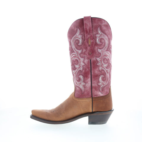 Jama Old West LF1557 Womens Brown Leather Slip On Cowboy Western Boots