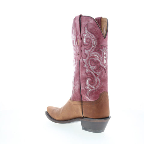 Jama Old West LF1557 Womens Brown Leather Slip On Cowboy Western Boots