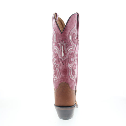 Jama Old West LF1557 Womens Brown Leather Slip On Cowboy Western Boots