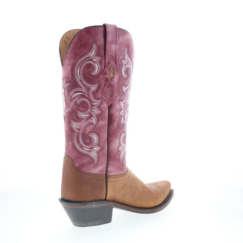 Jama Old West LF1557 Womens Brown Leather Slip On Cowboy Western Boots